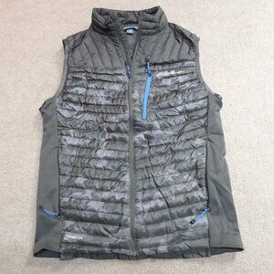 First Ascent Vest Small Gray Camo Down Puffer Quilted Stormdown 800